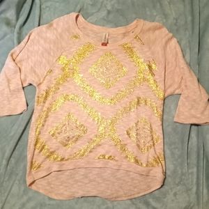 Pink and gold knit top no boundaries xxl